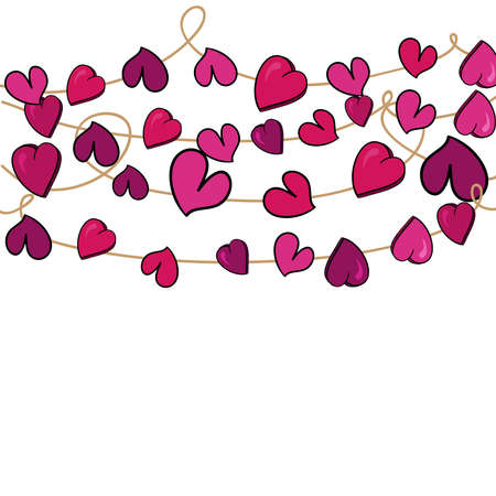 Valentine day love heart flowers hanging over white background  illustration layered for easy manipulation and custom coloring のイラスト素材