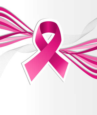 Breast cancer awareness pink ribbon over contemporary background. file layered for easy manipulation and custom coloring.のイラスト素材