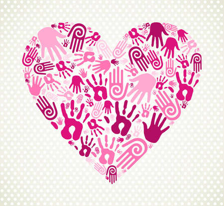 Love heart made with expressive hand print. illustration layered for easy manipulation and custom coloring.のイラスト素材