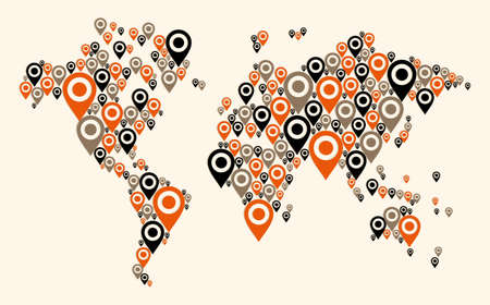 World map Gps navigator icon shape. file layered for easy manipulation and custom coloring.のイラスト素材