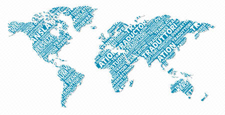Multi-language world map text shape. file layered for easy manipulation and custom coloring.のイラスト素材