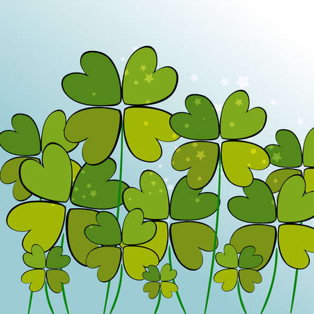 Contemporary clovers with stars background. EPS10 file version. This illustration contains transparencies and is layered for easy manipulation and customization.のイラスト素材