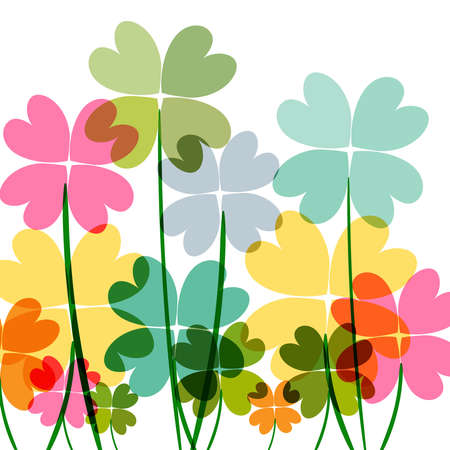 Spring time contemporary transparent flowers isolated over white. EPS10 file version. This illustration contains transparencies and is layered for easy manipulation and customization.のイラスト素材