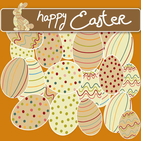 Happy Easter eggs and bunny greeting card background. file layered for easy manipulation and customisation.のイラスト素材