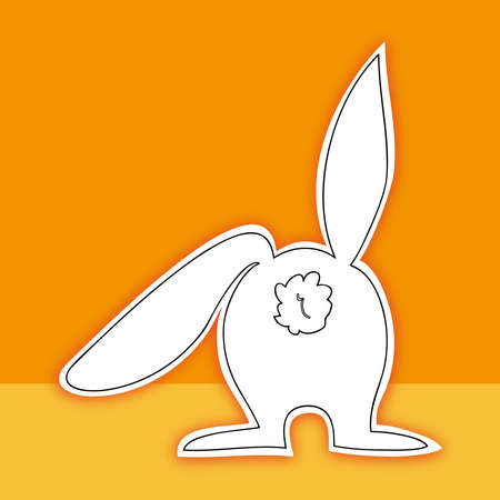 Easter bunny back view isolated.  This illustration contains transparencies and is layered for easy manipulation and custom coloringのイラスト素材