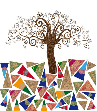 Art noveau style tree idea isolated background. This illustration is layered for easy manipulation and custom coloringのイラスト素材
