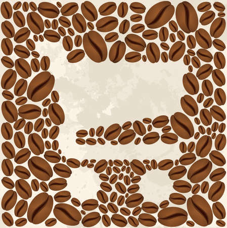 Shopping cart inverted shape made ââof coffee beans. Vector file layered for easy manipulation and custom coloring.のイラスト素材