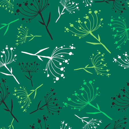 Green flower dandelion seamless pattern background. Vector illustration layered for easy manipulation and custom coloring.のイラスト素材