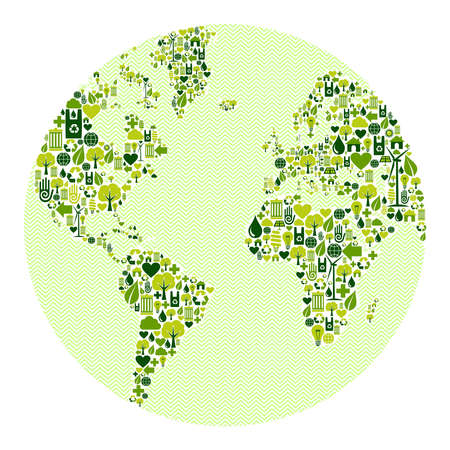 Green vintage planet earth design eco friendly icons. This illustration is layered for easy manipulation and custom coloringのイラスト素材