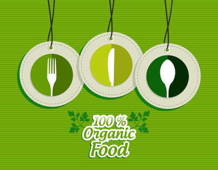 Green recycle dishware design elements circle symbols set background.  Vector file layered for easy manipulation and custom coloring.のイラスト素材