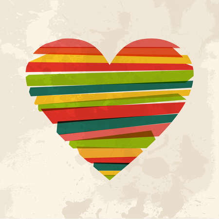 Diversity colors transparent bands heart shape over grunge background. This illustration contains transparency and is layered for easy manipulation and custom coloring.のイラスト素材
