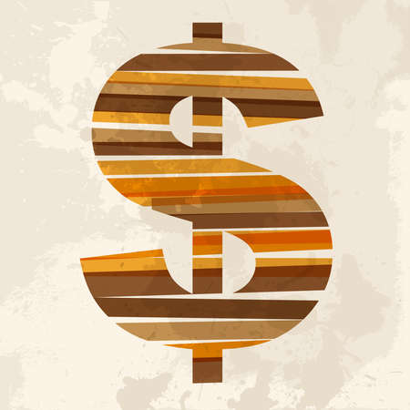 Diversity colors transparent bands cash symbol over grunge background.  This illustration contains transparency and is layered for easy manipulation and custom coloring.のイラスト素材