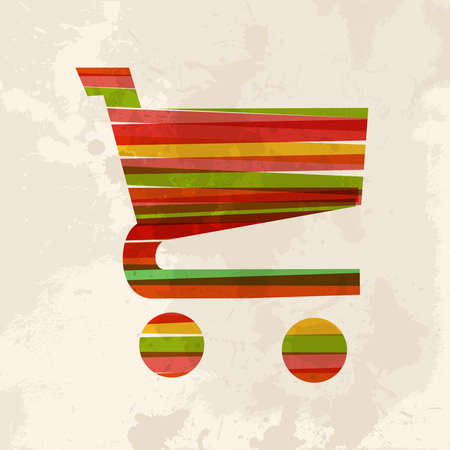 Diversity colors transparent bands shopping cart over grunge background. This illustration contains transparency and is layered for easy manipulation and custom coloring.のイラスト素材