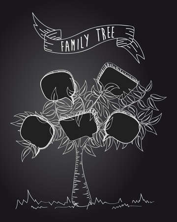 Black and white message communication speech bubble leaf family tree. のイラスト素材