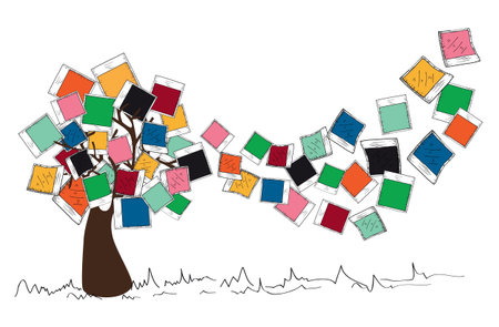 Colorful instant photo leaf tree design. 