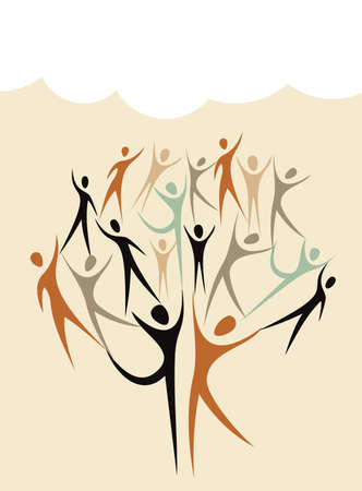 Family human shapes colorful  concept tree.  file layered for easy manipulation and custom coloring.のイラスト素材