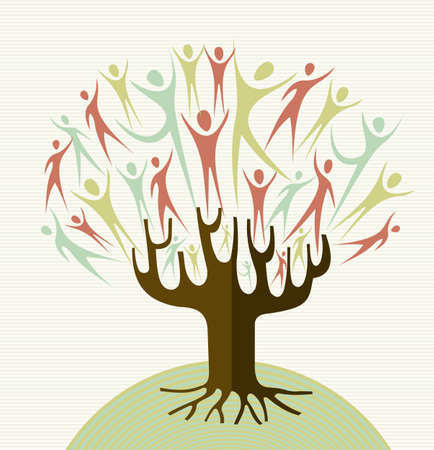 Family human shapes conceptual tree. file layered for easy manipulation and custom coloring.のイラスト素材