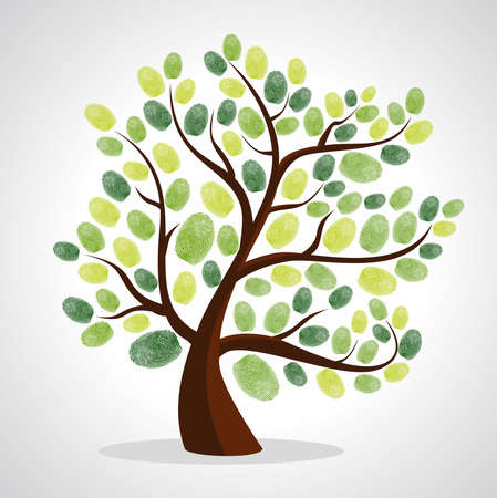 Green diversity tree finger prints illustration. file layered for easy manipulation and custom coloring. 

のイラスト素材
