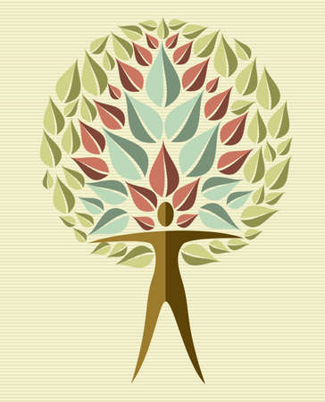 Human shape yoga exercise tree design.  file layered for easy manipulation and custom coloring.のイラスト素材