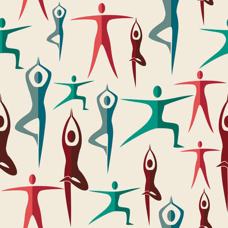 Human shapeYoga seamless pattern design.  file layered for easy manipulation and custom coloring.のイラスト素材