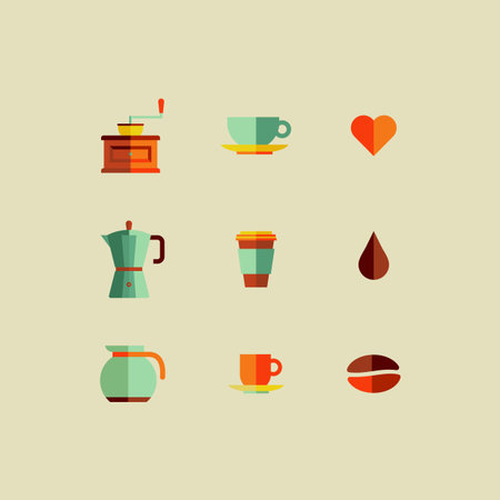 Colorful coffee shop icon set. Vector file layered for easy manipulation and custom coloring.の写真素材