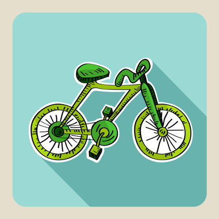 Sketch style green bicycle illustrationのイラスト素材
