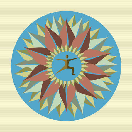 Circle leaves human mandala illustration  のイラスト素材