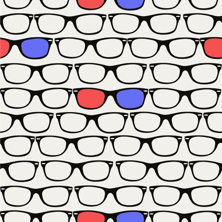 Vintage 3D glasses seamless pattern background. 