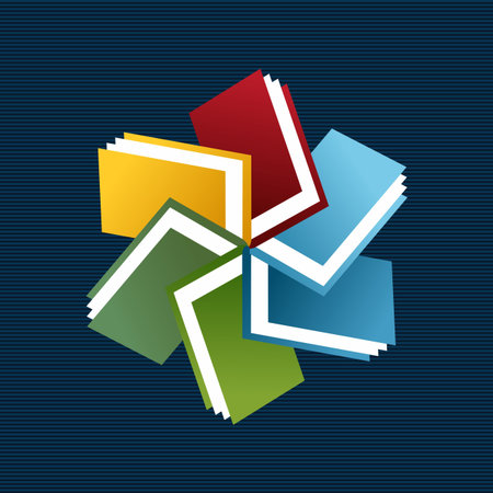 Colorful retro books flower concept illustration. のイラスト素材