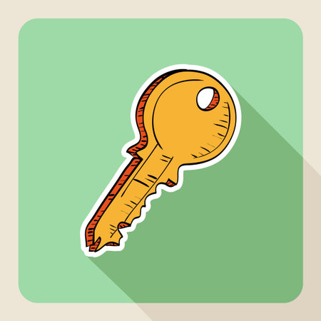 Hand drawn real estate flat icon house key.のイラスト素材