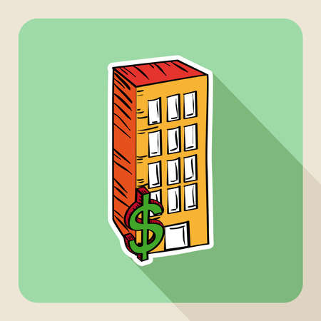 Sketch style real state building buy rent flat icon.のイラスト素材