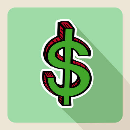 Money sign, hand drawn real estate flat icon. のイラスト素材