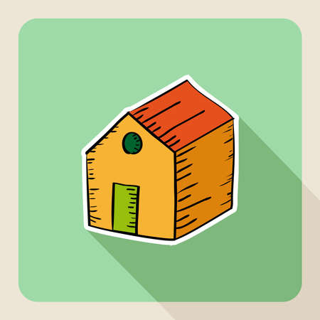 Sketch style real estate warehouse flat icon. のイラスト素材