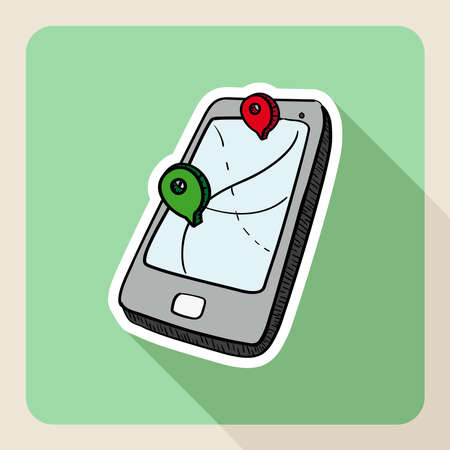 Hand drawn real estate gps smart phone flat icon. のイラスト素材