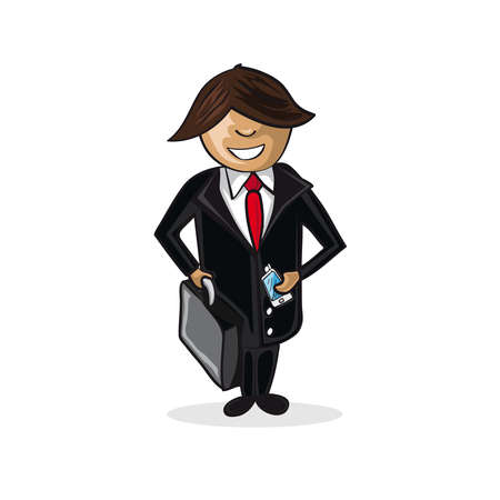 Professional career business cartoon man work success illustration. のイラスト素材