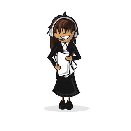 Profession career telemarketer woman work success illustration. のイラスト素材