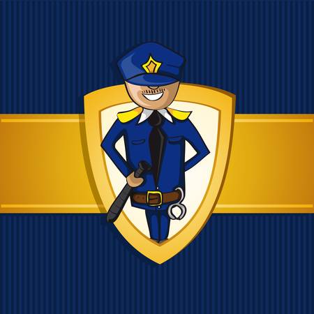 Service policeman cartoon gold badge icon.のイラスト素材