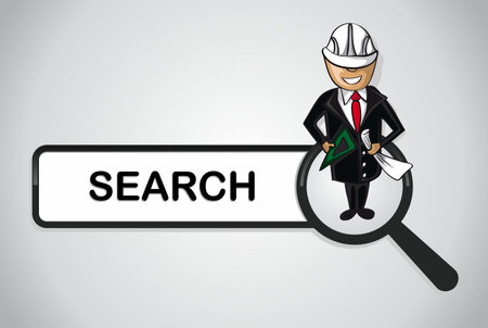 Service online search icon architect man cartoon.のイラスト素材