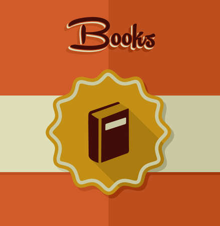 Retro books icon gold label illustration.のイラスト素材