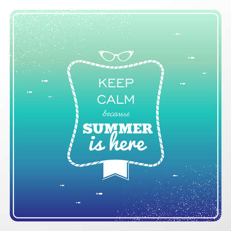 Retro keep calm summer is here poster sunglasses, water splash illustration  のイラスト素材