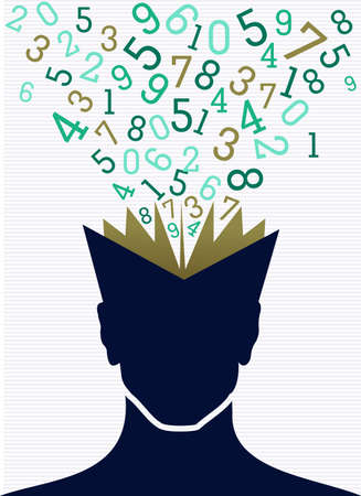 Back to School education human head book numbers. のイラスト素材