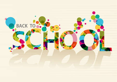 Colorful back to school text, transparent circles background illustration.  のイラスト素材
