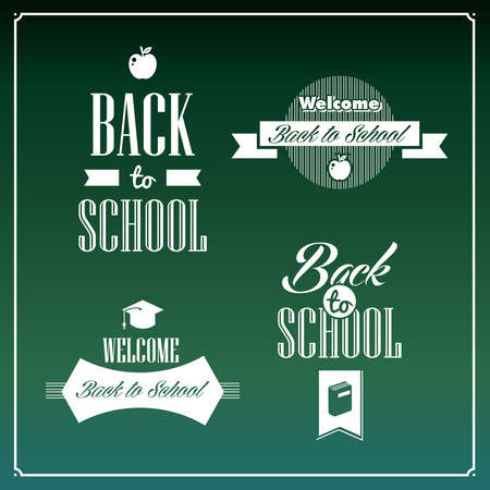 Back to school retro calligraphic ribbons design vintage style elements. のイラスト素材