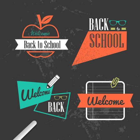 Back to school colorful retro ribbons design style, grunge background. のイラスト素材