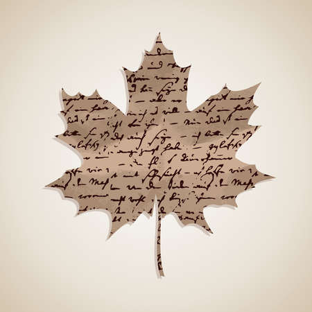 Autumn Fall maple leaf shape with hand written text background. のイラスト素材