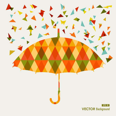 Autumn season transparent geometric triangles umbrella shape backgroundのイラスト素材
