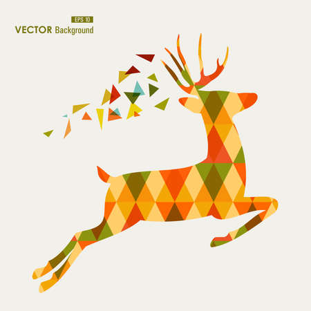 Autumn season transparent triangles reindeer shape background.のイラスト素材