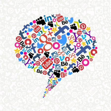 MONTEVIDEO, URUGUAY. AUGUST 15: Social media icons bubble 15th, 2013Uruguay leads regional amount...