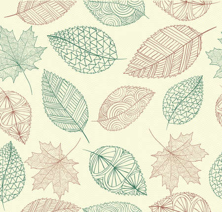 Hand drawn tree leaves seamless pattern のイラスト素材