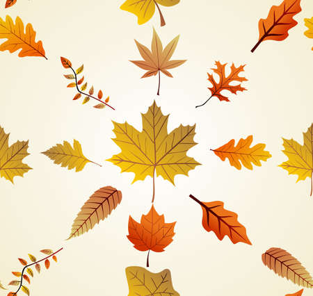 Autumn tree leaves composition seamless pattern backgroundのイラスト素材